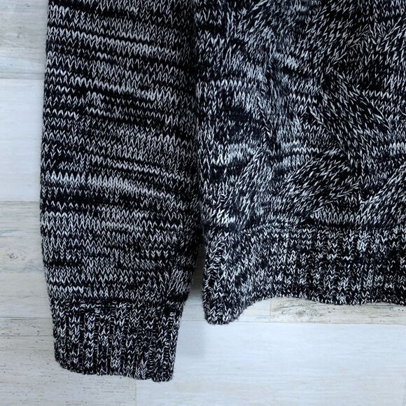 Lands End Marled Drifter Sweater Gray Black Ribbed Womens Large Petite LP 14 16 - Picture 3 of 7